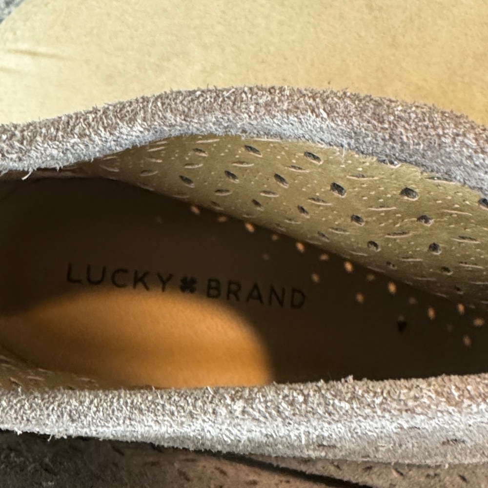 Lucky Brand Perforated Suede Ankle Booties - Taupe - Picture 2 of 5